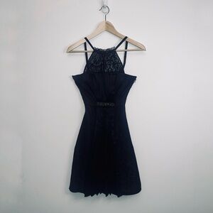 BCBGMaxAzria Black Mini Dress halter with lace